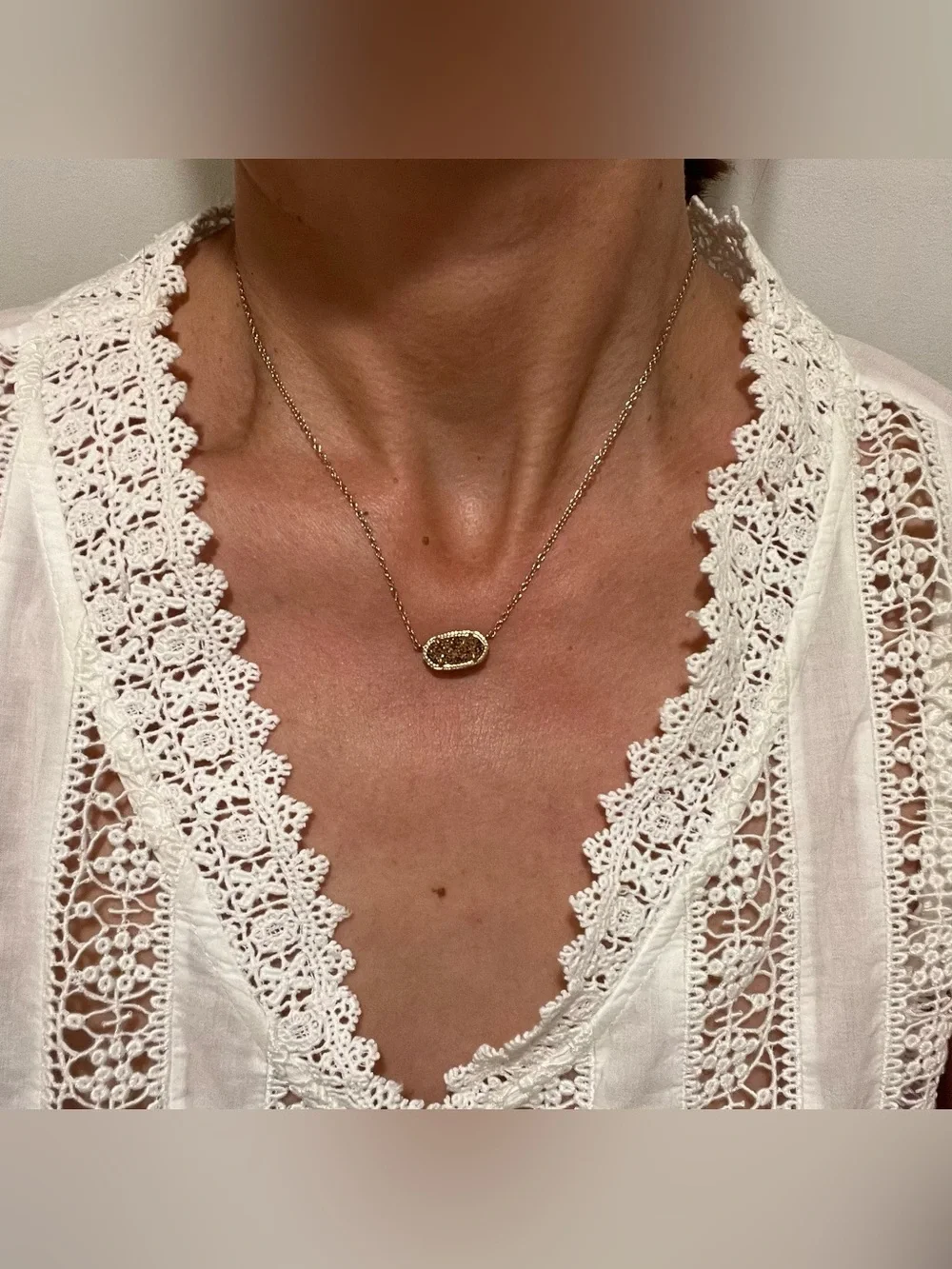 Kendra Scott Elisa Rose Gold Pendant Necklace in Rose Gold Drusy
